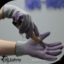 SRSAFETY lila Latex beschichtete Finger geschnittene Handschuhe / Anti-Cut-Handschuh